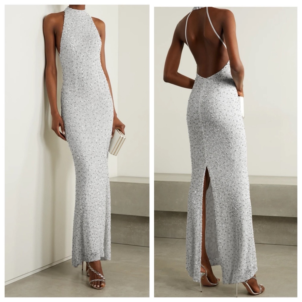 Retrofete Olivia embellished halterneck gown